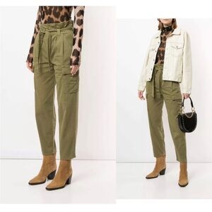 Mother The Greaser Paperbag Cargo Pants Olive Green Women's Size 26